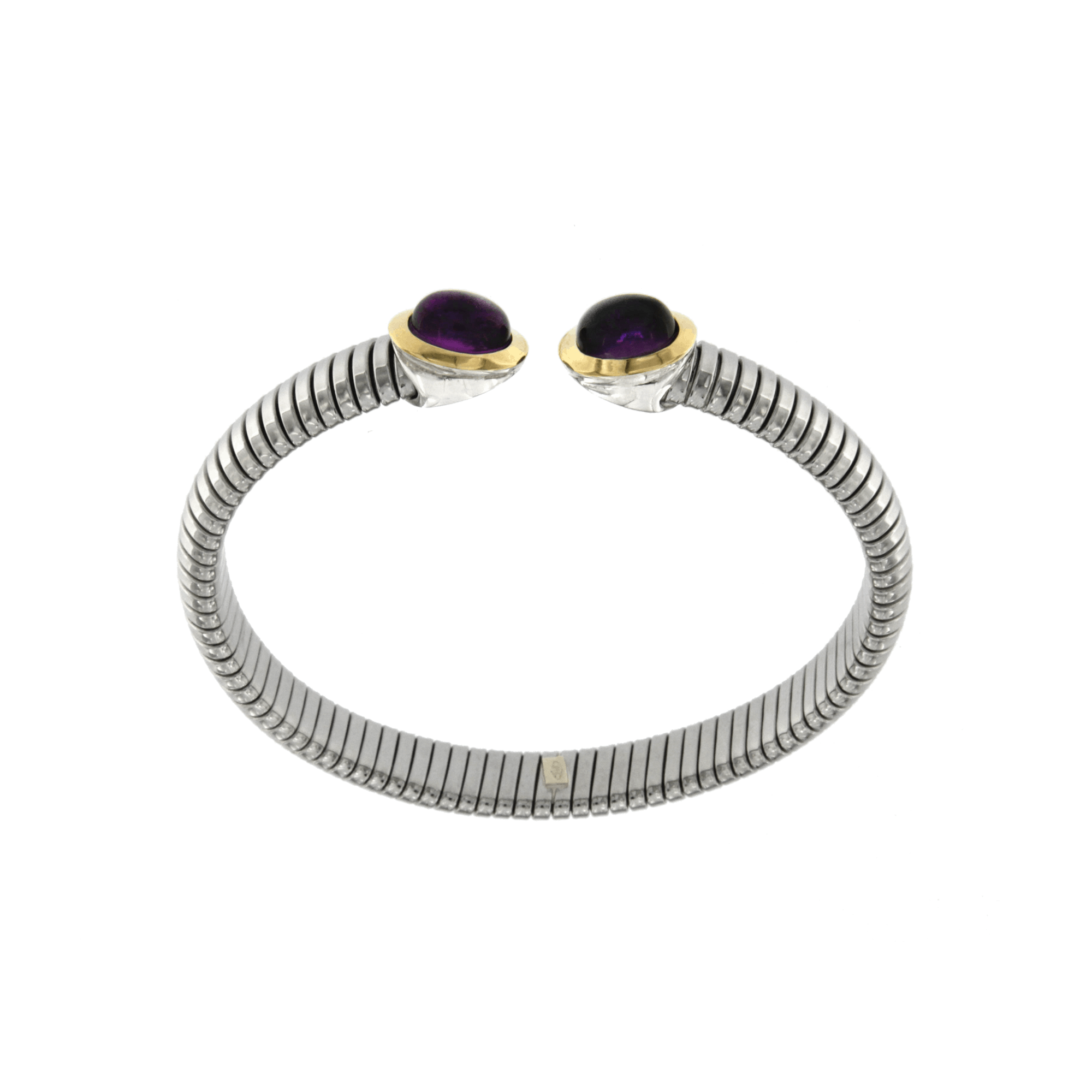 Bracciale tubogas acciaio-oro ametista