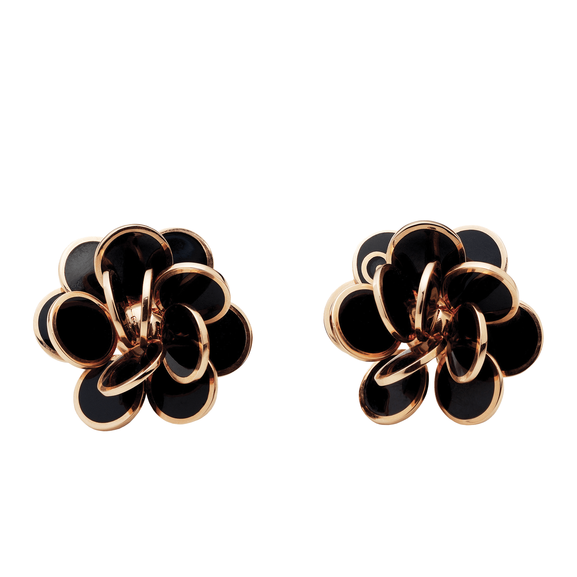 Orecchini Chantecler oro rosa smalto nero