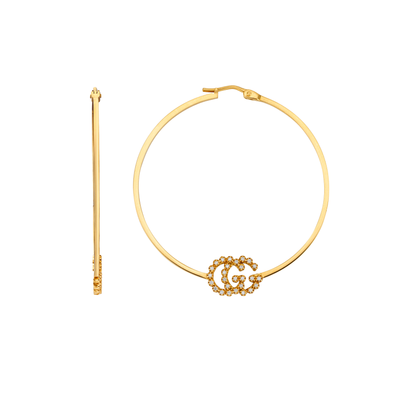 Orecchini Cerchi Gucci GG Running con diamanti