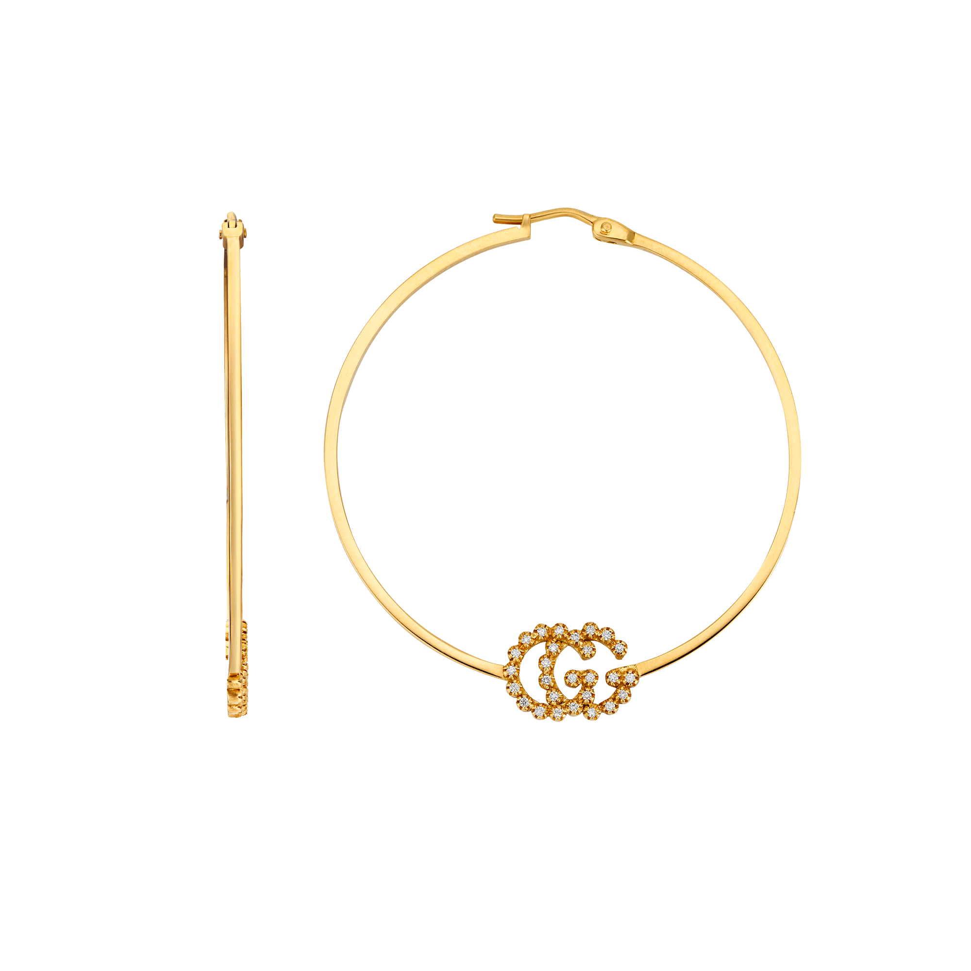 Orecchini Cerchi Gucci GG Running con diamanti