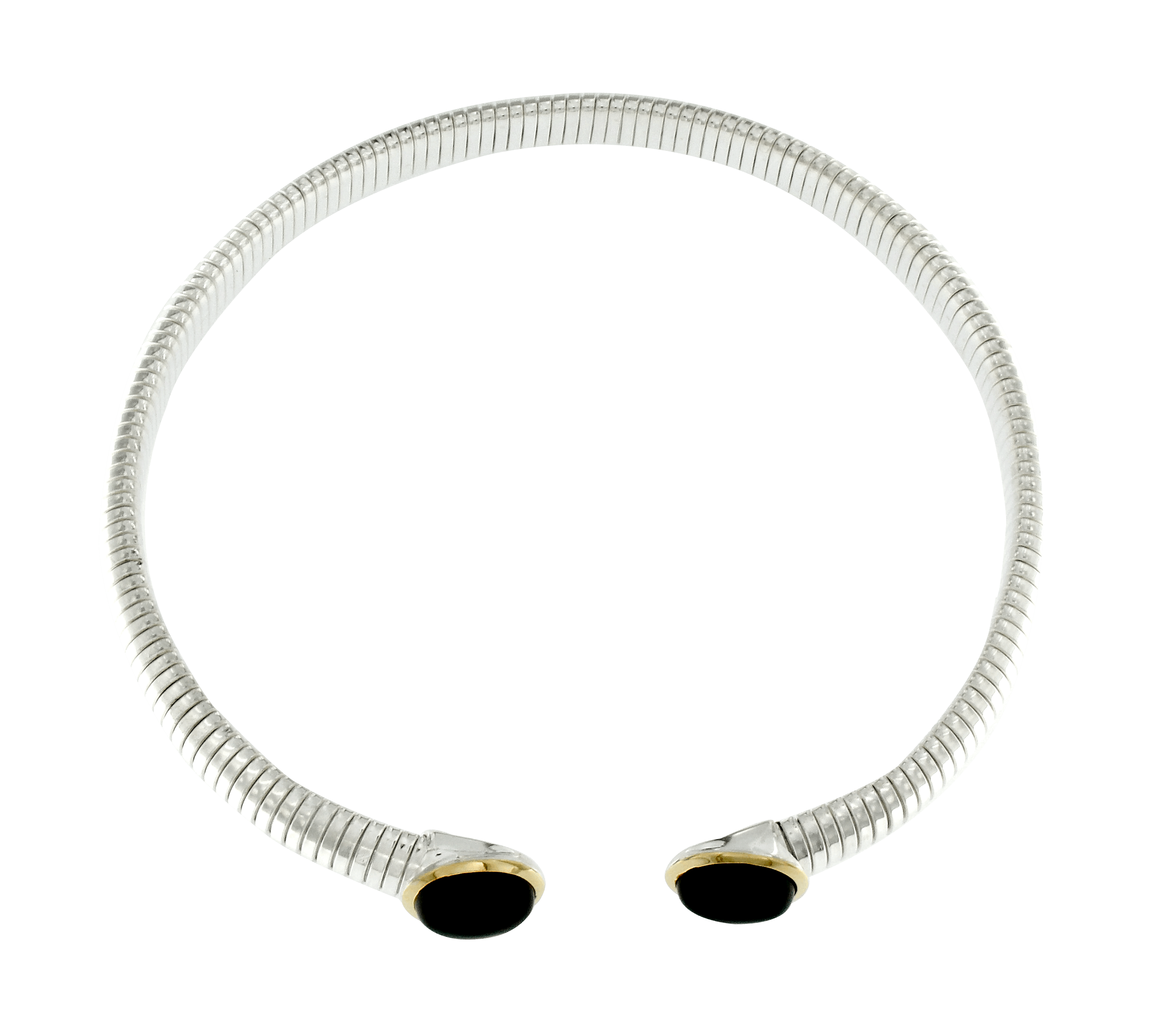 Collana tubogas con finiture in oro e onice