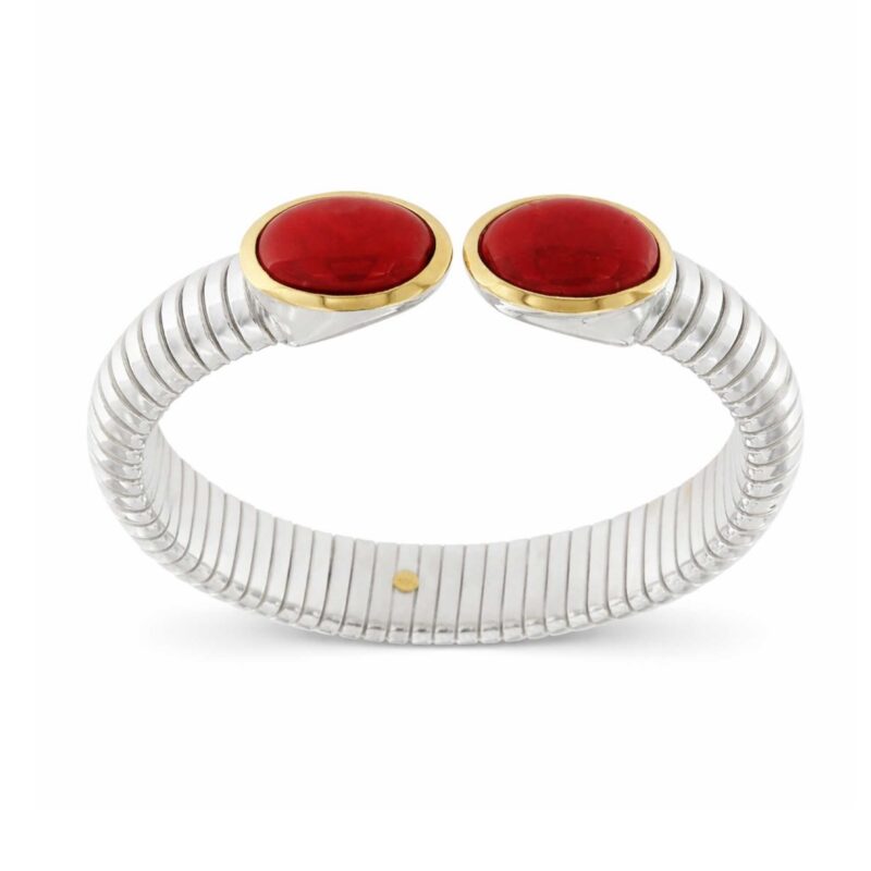Bracciale tubogas con 2 coralli naturali