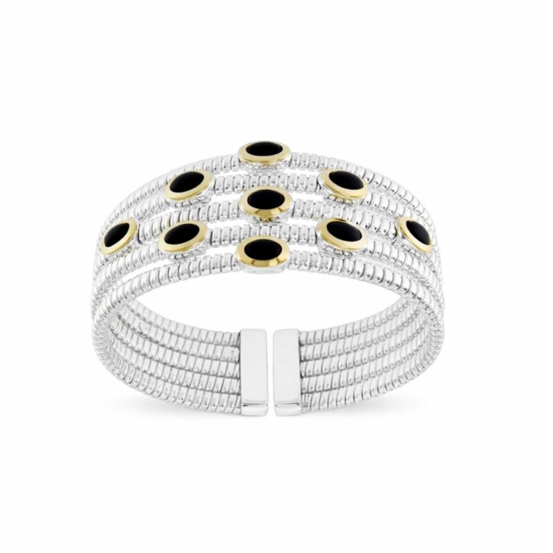 Bracciale Tubogas 5 fili in argento oro onici