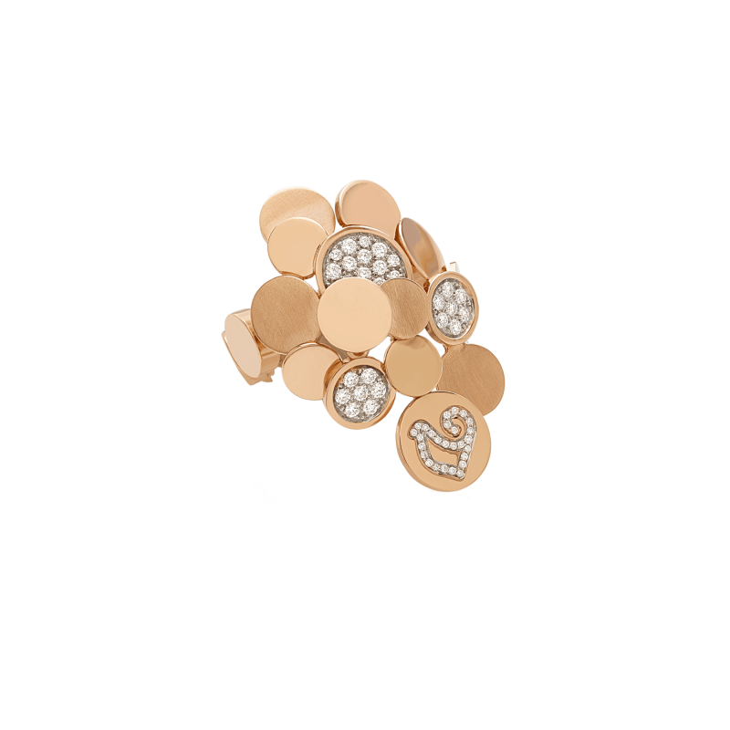 Anello CHANTECLER Paillettes oro rosa diamanti