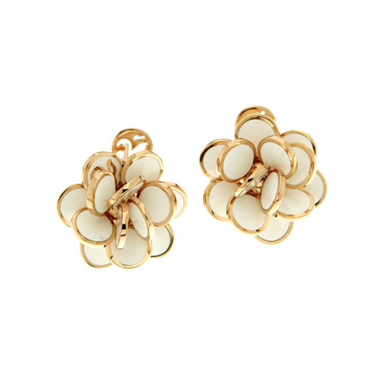 Orecchini a lobo Paillettes Mini in oro rosa e smalto bianco chantecler earrings sconto discount