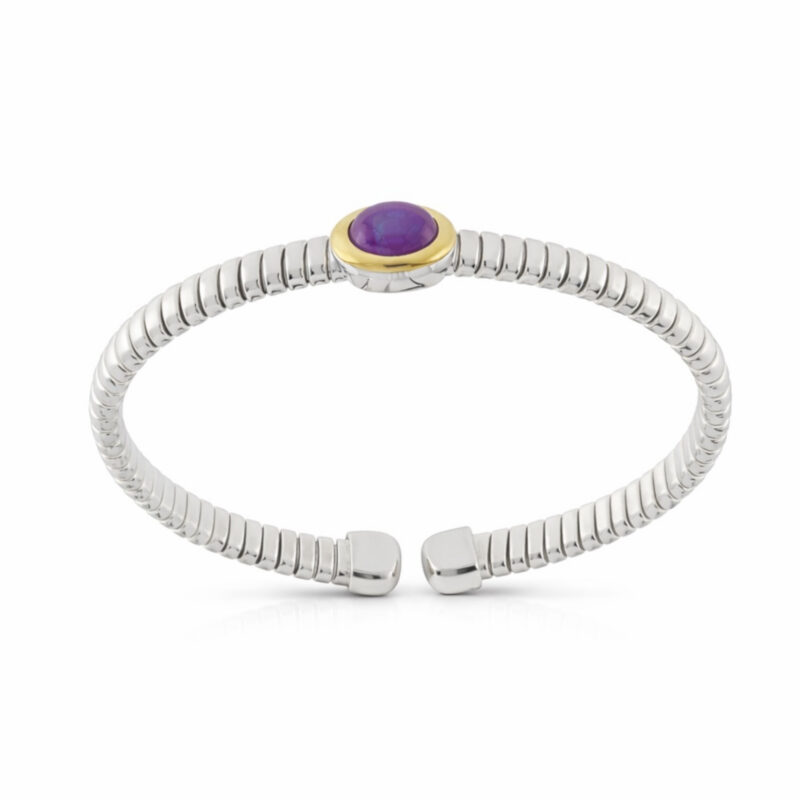 Bracciale Tubogas in argento testina oro e ametista