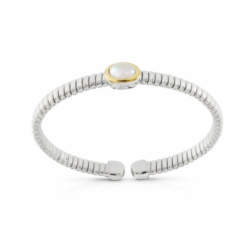 Bracciale Tubogas in argento con testina in oro e madreperla