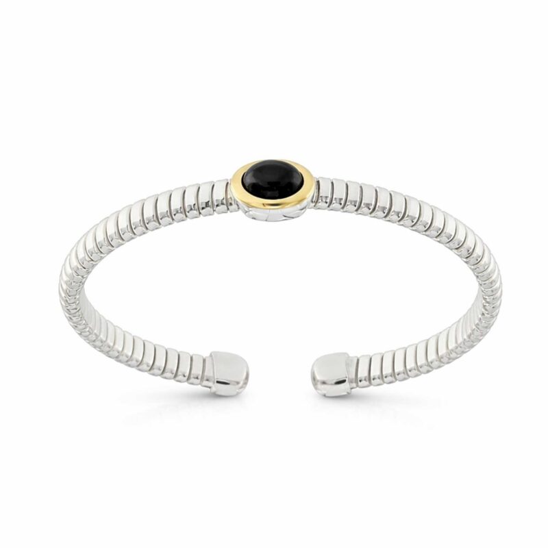 Bracciale Tubogas in argento con testina in oro e onice