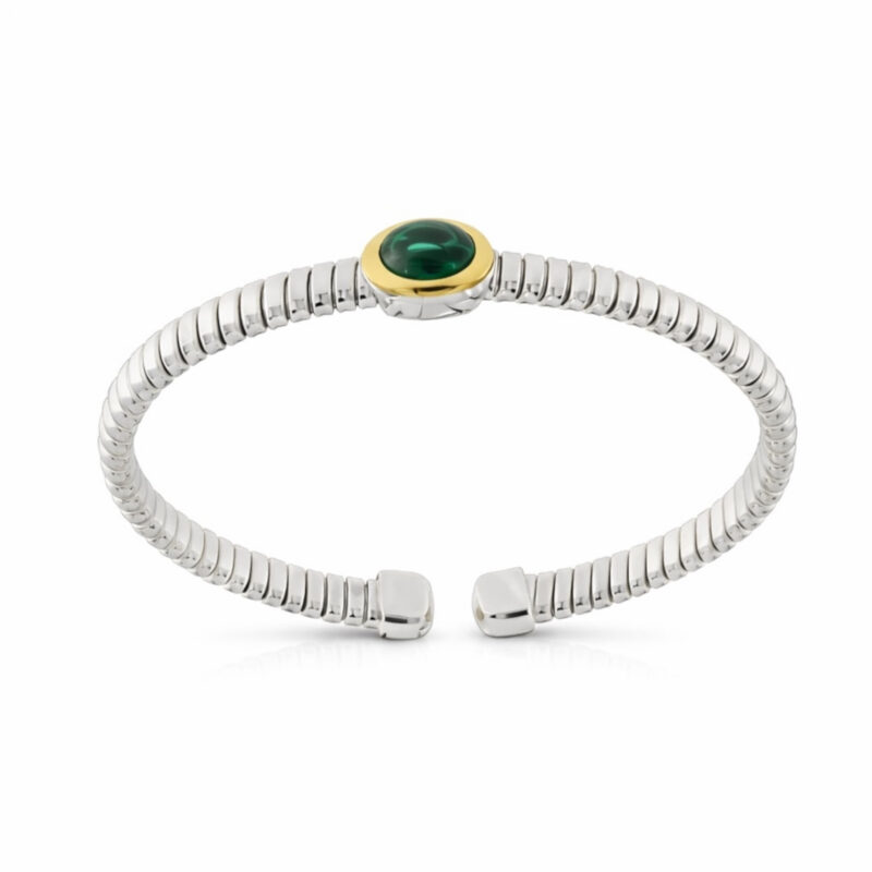 Bracciale Tubogas argento fili oro agata verde