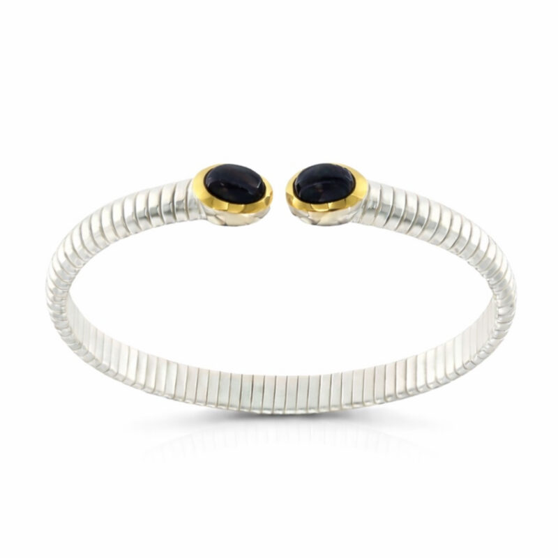 Bracciale Tubogas argento oro e onici