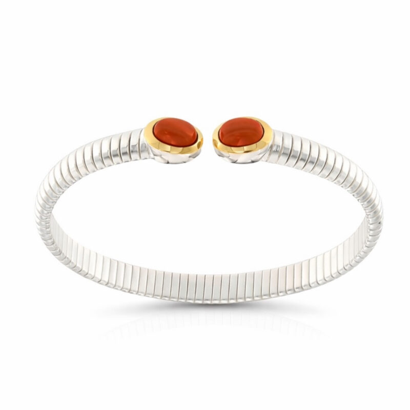 Bracciale Tubogas argento oro e corniola