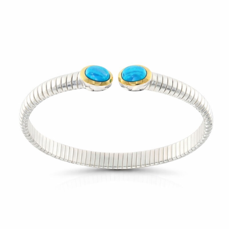 Bracciale Tubogas argento oro turchese