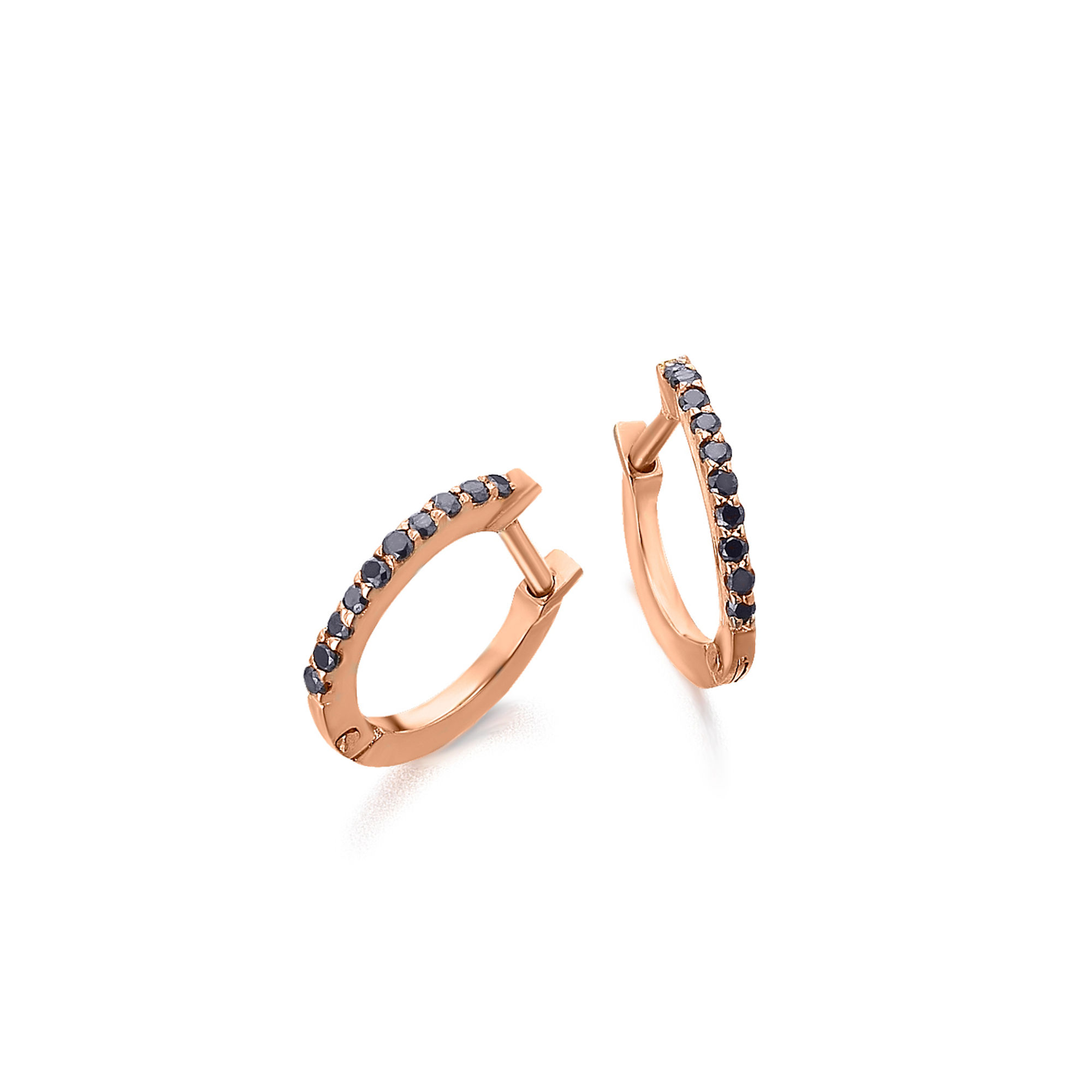 GB007ORBL orecchini al lobo oro rosa diamanti neri earrings black diamonds sconto discount