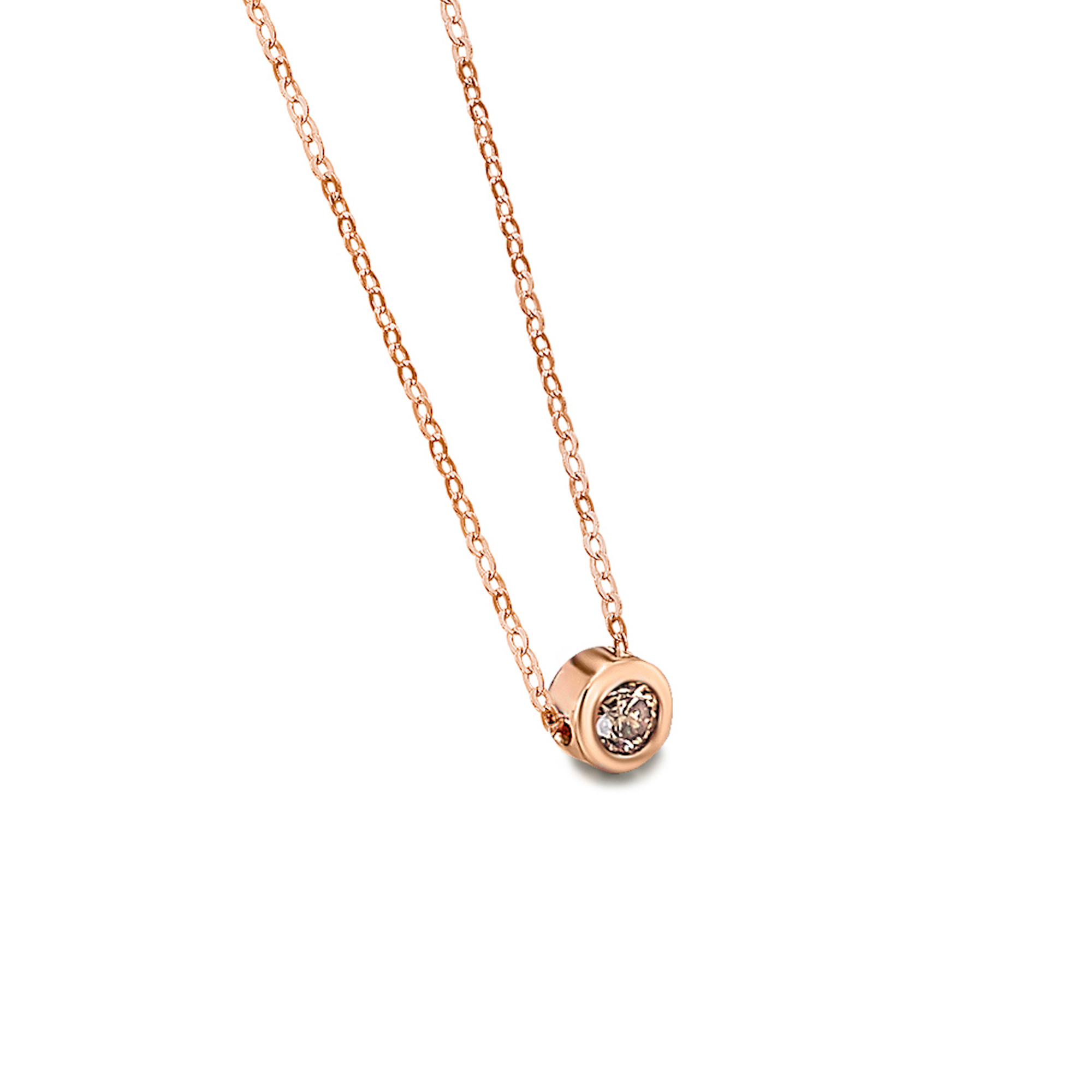 GD024ORBr collana or rosa diamante brown gold rose necklace diamond discount sconto