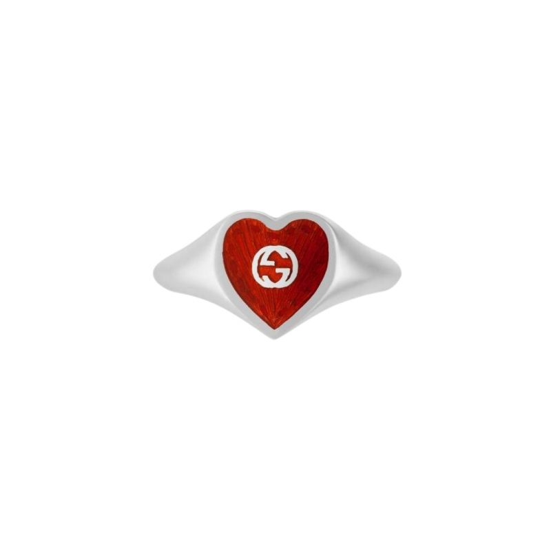 645544_J8410_8133_001_100_0000_Light-Anello-con-cuore-in-smalto-GG GUCCI RING ROSSO SILVER SCONTO DISCOUNT