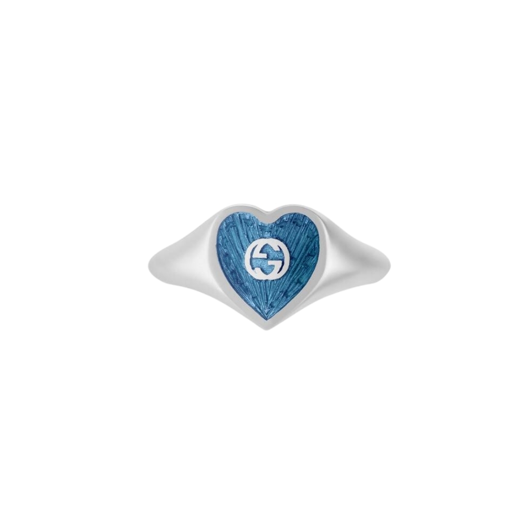 645544_J8410_8183_001_100_0000_Light-Anello-con-cuore-in-smalto-GG RING SILVER BLUE SCONTO GUCCI DISCOUNT