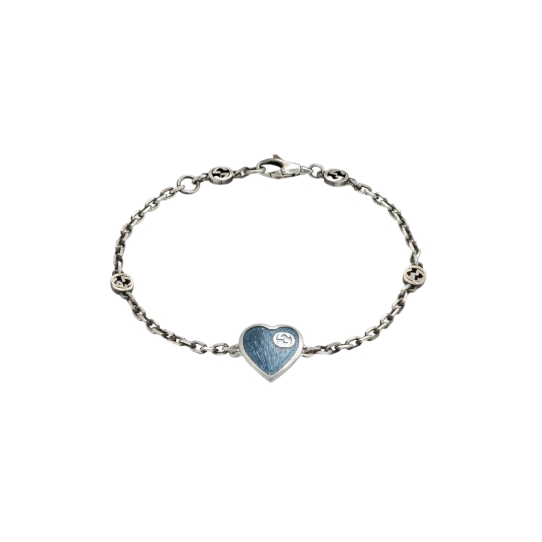 645546_J89B4_8490_001_100_0000_Light-Bracciale-con-cuore-in-smalto-GG BRACCIALE BRACELET BLUE SCONTO DISCOUNT