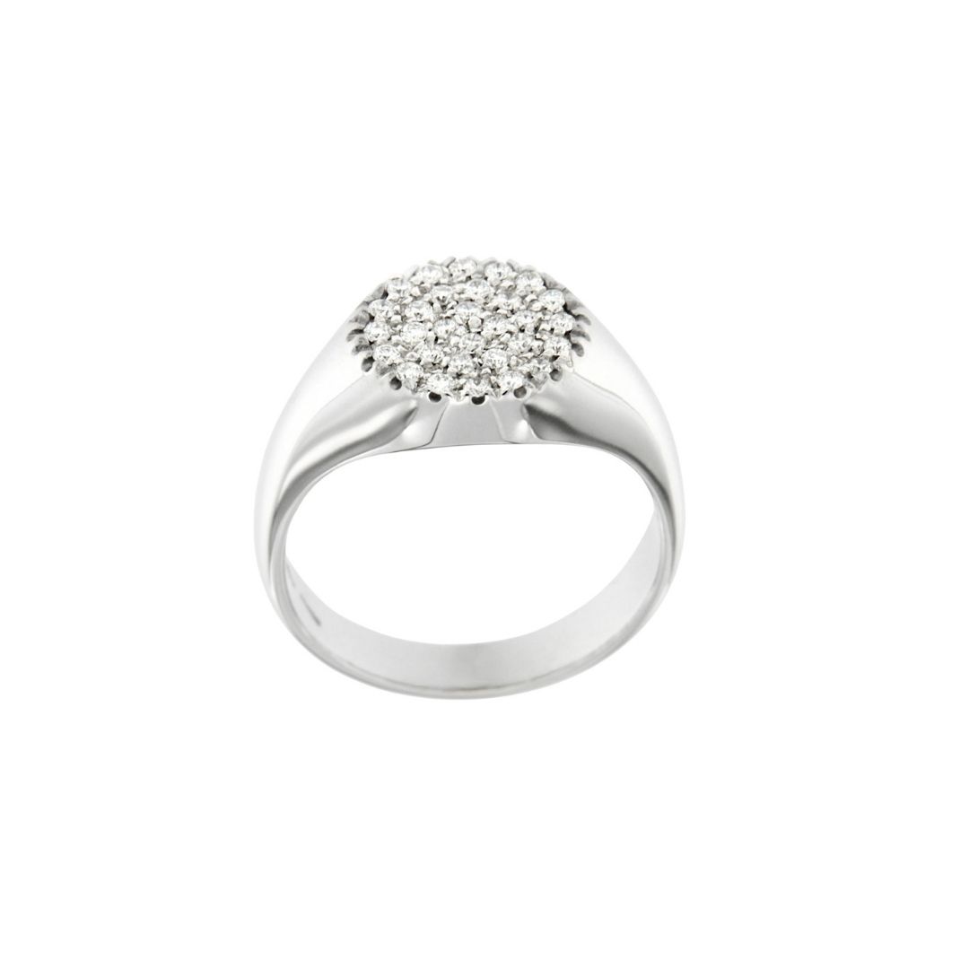 anello mignolo oro-bianco lucido DIAMANTI bianchi CHEVALIER PINKY RING SCONTO DISCOUNT