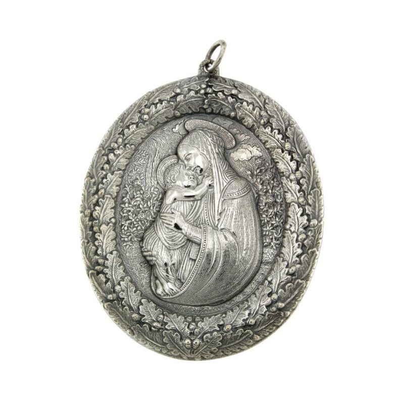 MADONNA DEL ROSETO MEDAGLIONE MEDAL SILVER ARGENTO BUCCELLATI CIONDOLO PENDANT SCONTO DISCOUNT