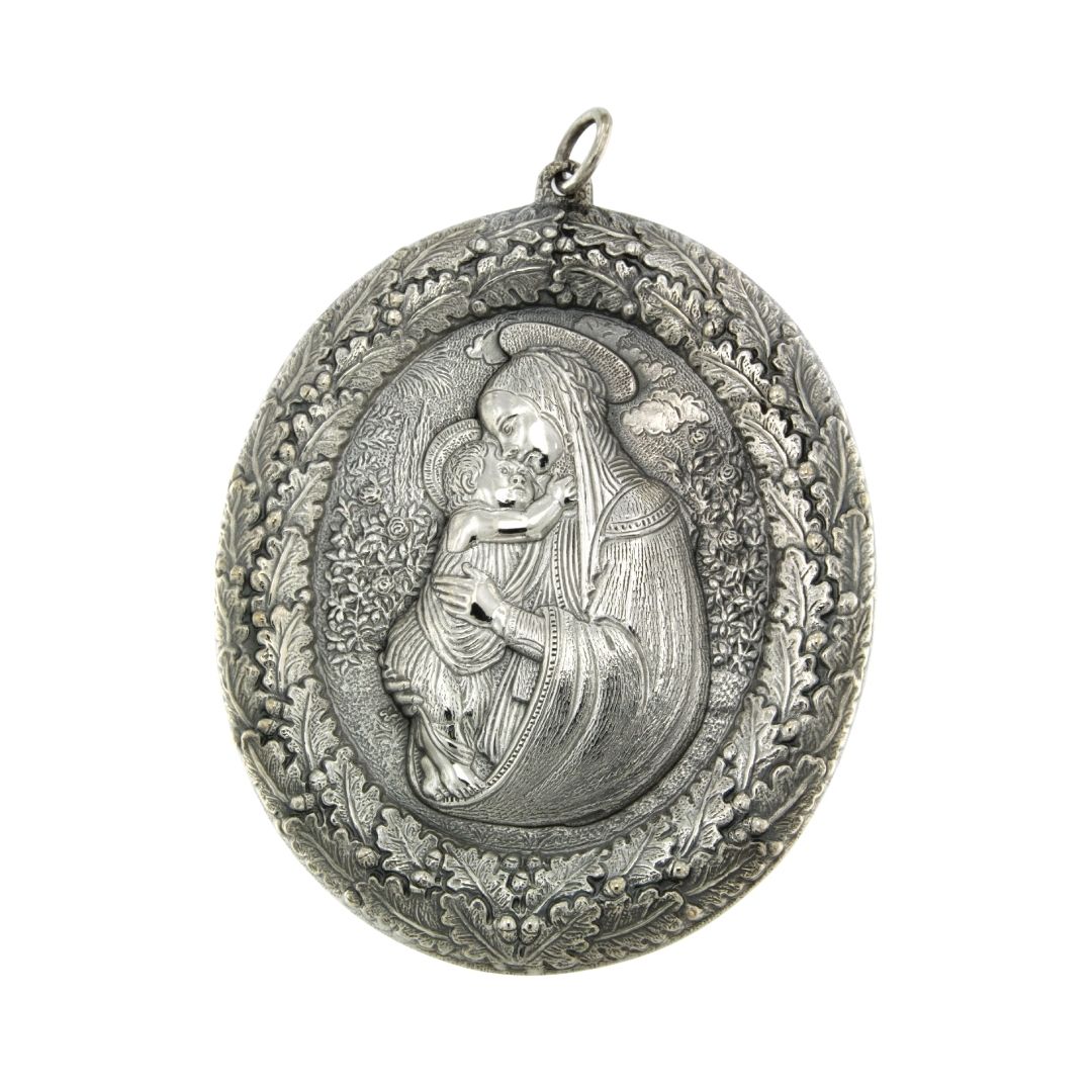  MADONNA DEL ROSETO MEDAGLIONE MEDAL SILVER ARGENTO BUCCELLATI CIONDOLO PENDANT SCONTO DISCOUNT