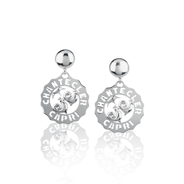 orecchili chantecler logo galli e sole piccoli small earrings silcer sun rooster discount sconto 38916_11936