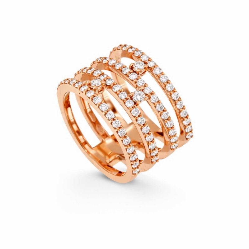 Anello 4 fedine oro rosa diamanti collezione Fecarotta Gaia