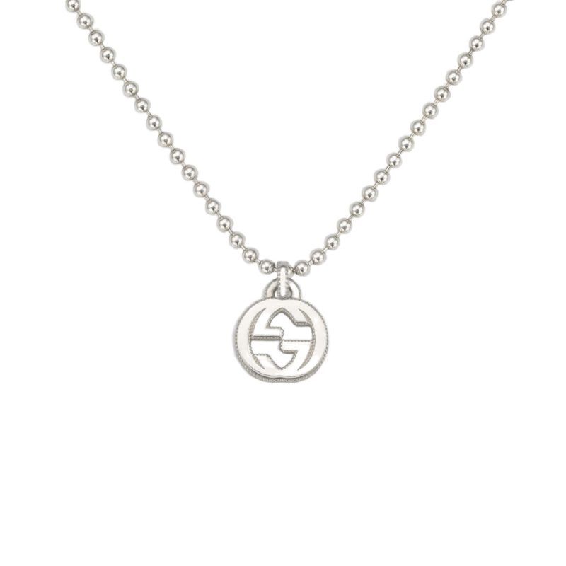 GUCCI INTERLOCKING G ARGENTO COLLANA SCONTO DISCOUNT 479219 J8400 8106 NECKLACE