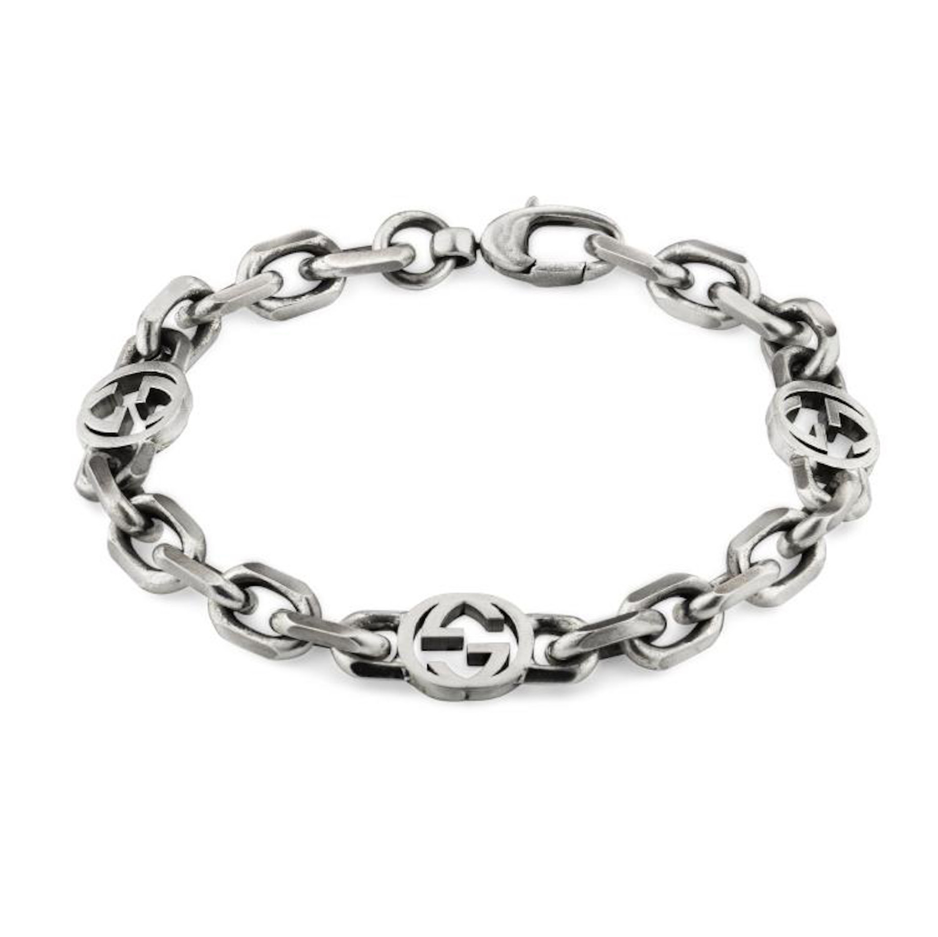 YBA620798001 (4) BRACCIALE GUCCI INTERLOCKIN ARGENTO