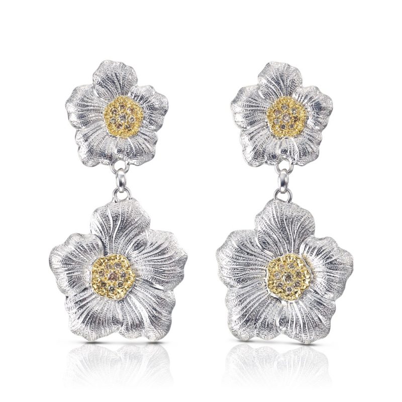 Orecchini Pendenti Gardenia diamanti brown diamonds earrings sconto discount