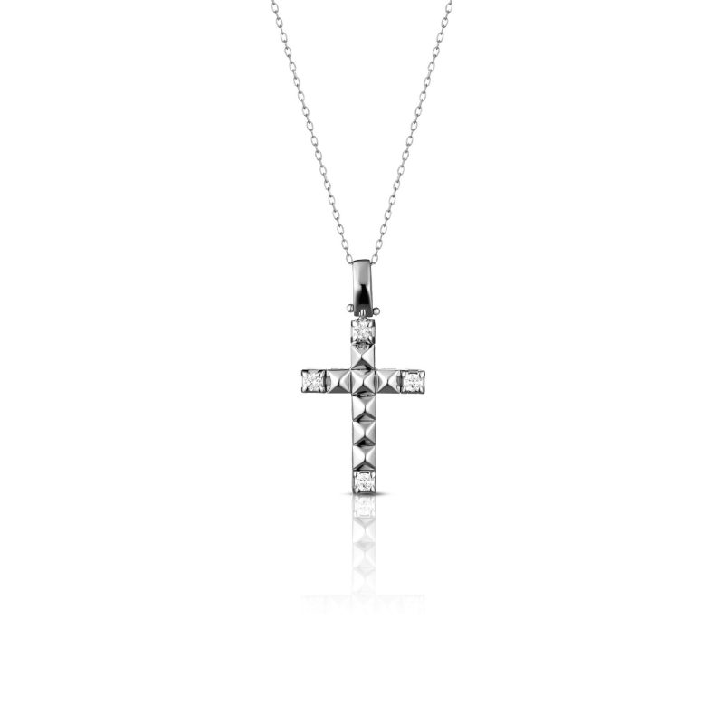 Collana croce con diamanti Cross necklace with diamonds uomo man sconto discount
