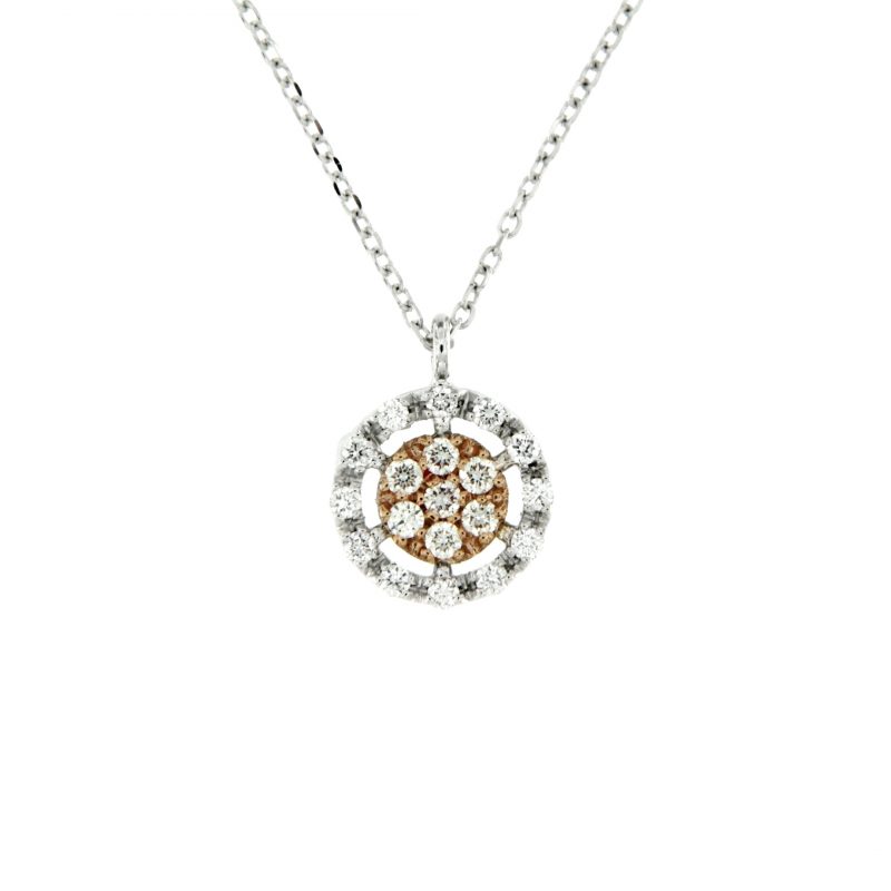 Collana Circles in oro bianco rosa e brillanti