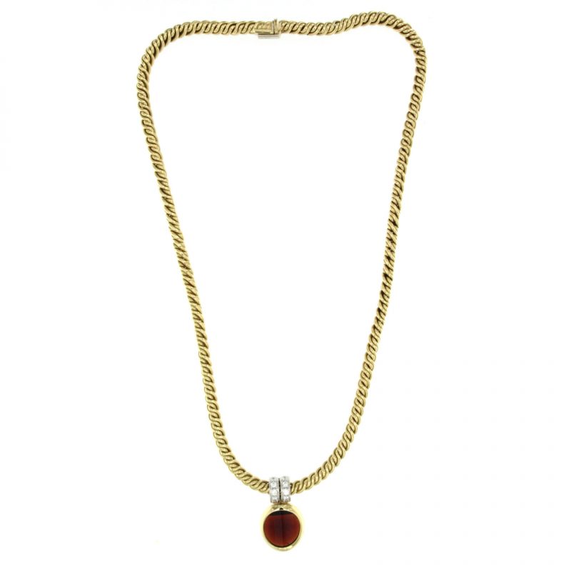  Collana oro giallo Pomellato con granato e brillanti  vintage necklace sconto discount