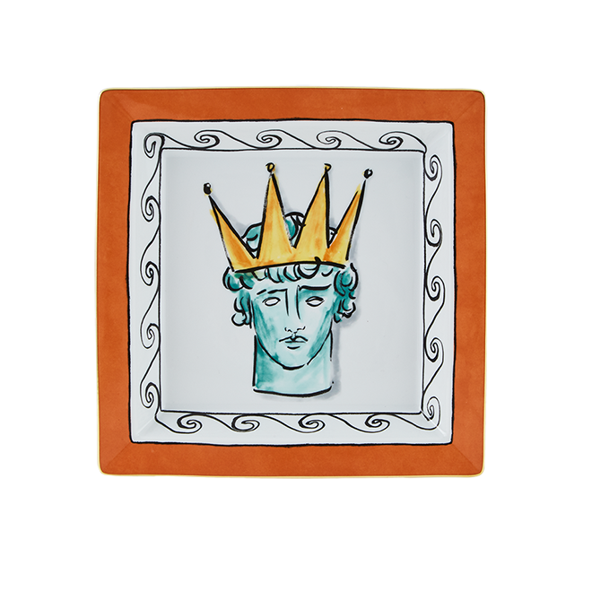 Richard Ginori IL VIAGGIO DI NETTUNO SVUOTATASCHE QUADRATO GRANDE ROCK ORANGE