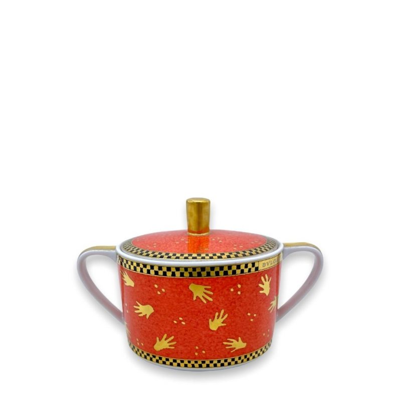 Zuccheriera in porcellana BVLGARI - Rosenthal collezione “mani al vento” Designer Davide Pizzigoni  sugar bowl sconto discount