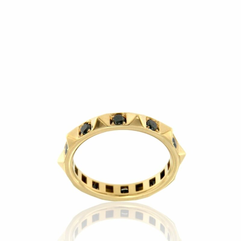 Anello Giò Oro Rosa Diamanti neri e borchie 