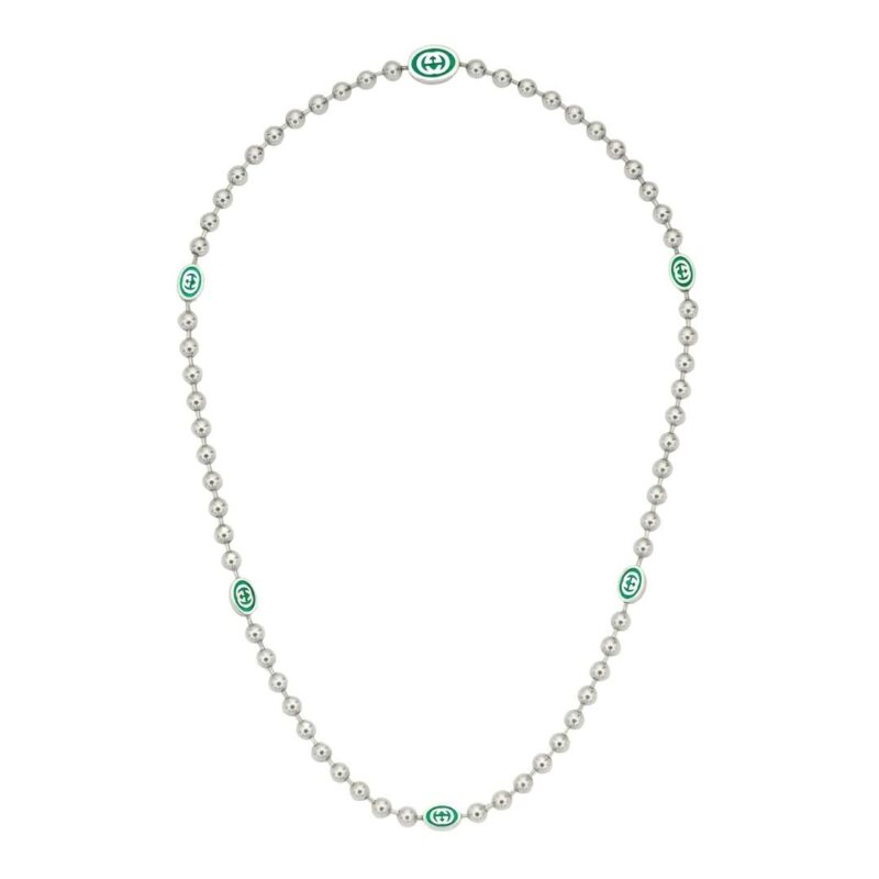 Collana Gucci Interlocking G con catena boule necklace enamel sconto discount