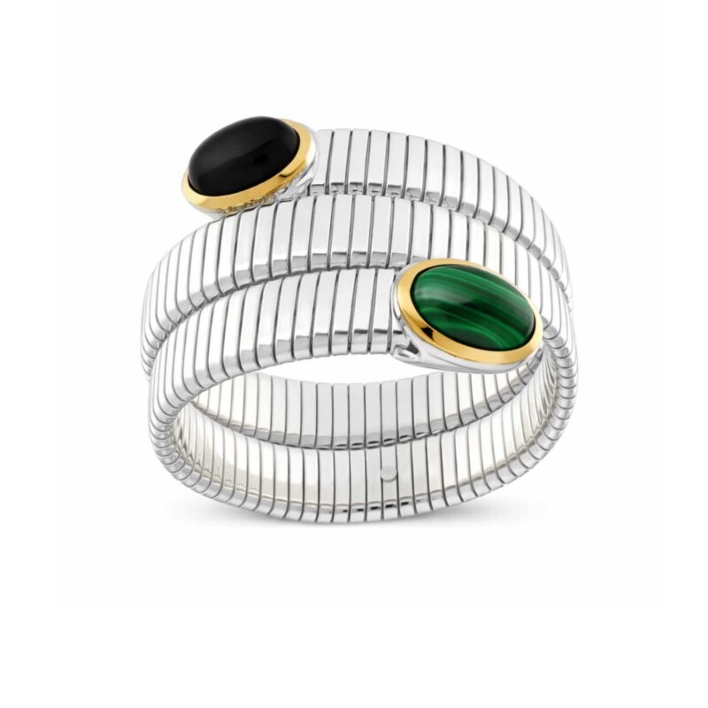 Bracciale tubogas 3 giri argento e pietre dure
