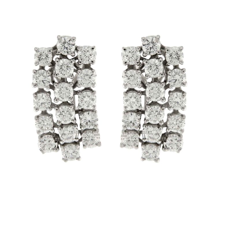 ORECCHINI GRIFFE 3 FILE IN ORO BIANCO CON BRILLANTI