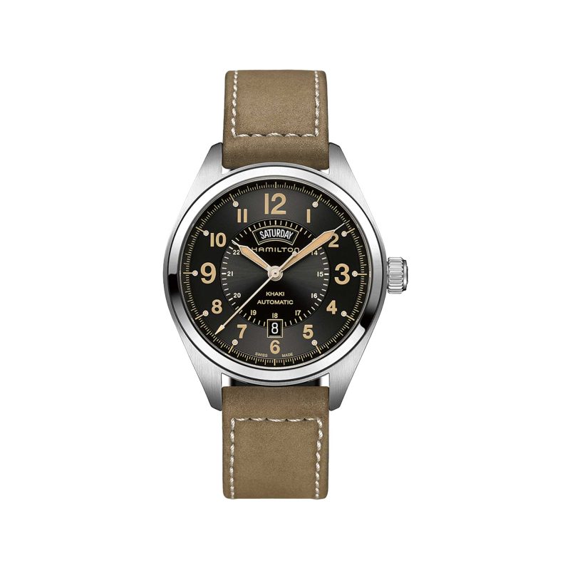 KHAKI FIELD DAY DATE AUTO QUADRANTE NERO 42 MM