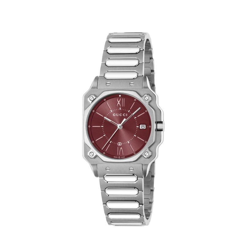 OROLOGIO G-FLAT 30 MM QUADRANTE ROSSO E CASSA IN ACCIAIO