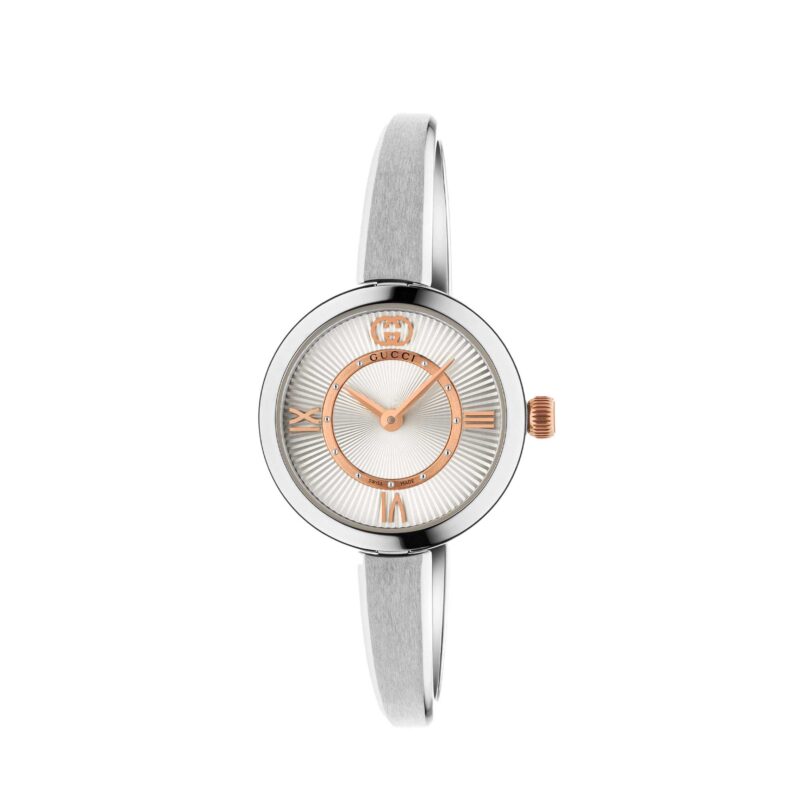 OROLOGIO GUCCI 24 MM QUADRANTE ARGENTATO GUILLOCHÉ 24 MM