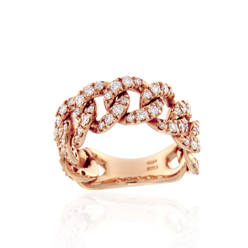 Anello grumette morbido oro rosa con brillanti 0,97 ct