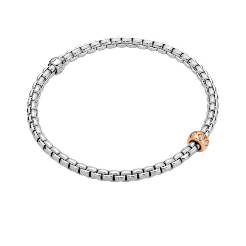 Bracciale Flex’it Eka oro bianco rondella oro rosa diamanti rombo
