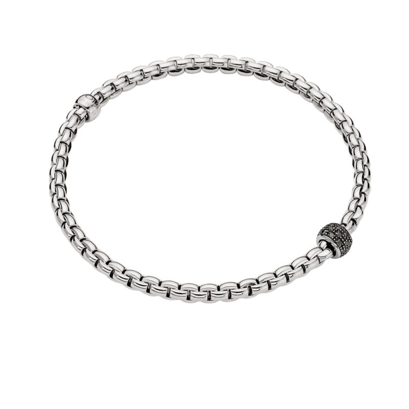 BRACCIALE EKA FLEX’IT ORO BIANCO PAVÈ DIAMANTI NERI
