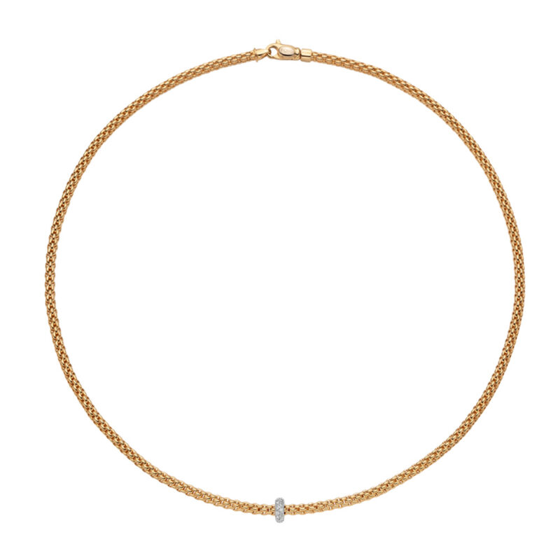 COLLANA PRIMA ORO ROSA RONDELLA DIAMANTI