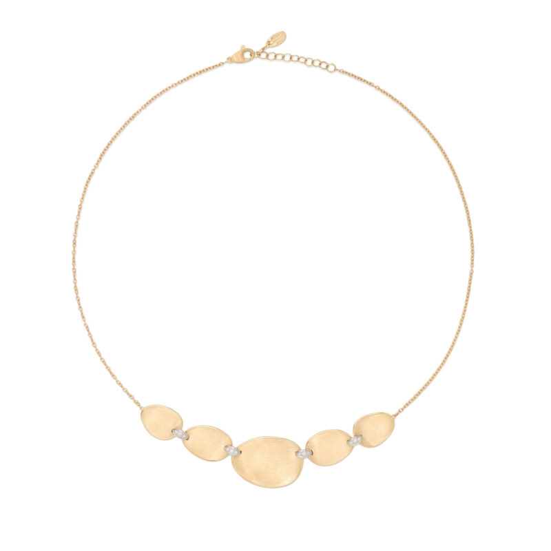 Collana foglie d’oro giallo e dettagli pavé di diamanti