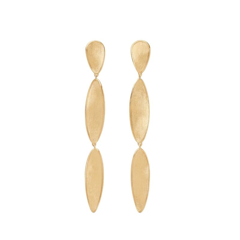 Orecchini Lunaria tripli con foglie ritorte in oro giallo