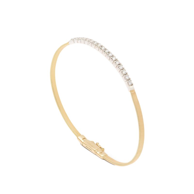 Bangle sottile oro giallo e barretta di diamanti