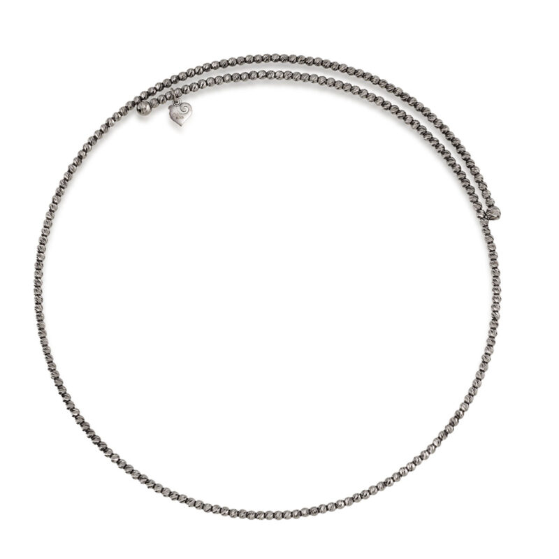 Choker Et Voilà sfere diamantate argento brunito