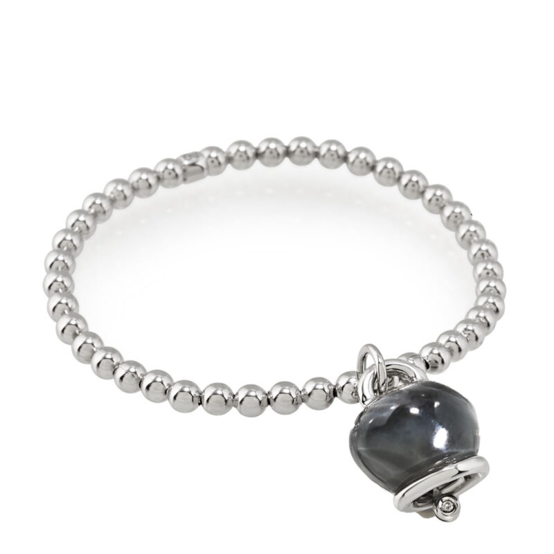 BRACCIALE ET VOILÀ ARGENTO CAMPANELLA MEDIA RESINA COLOR NERO